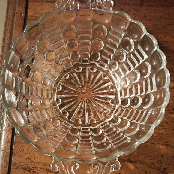 Vintage Anchor Hocking Dots and Bar Clear Pressed Glass Bowl - Picture 4 of 5